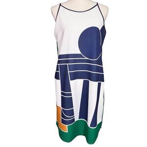 NEW Plains & Prints Geometric Sleeveless Shift Dress US 8 Resort Beach Cruise